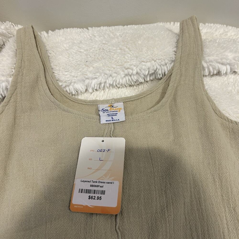 Sea Breeze of CA Womens Swim Coverup Large Tan/Beige Cotton Beach USA - Picture 3 of 7